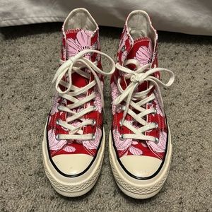 Converse Red/Pink floral